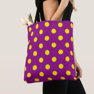 Tote Bag Jaune sur violet Pois design Motif