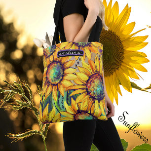 Tote Bag Jaune Tournesol Bleu 