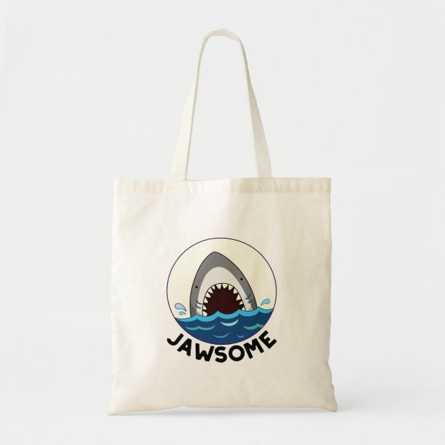Tote Bag Jawsome Funny Shark Teeth Pun (Devant)