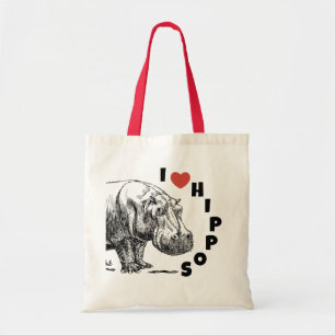Tote Bag Je coeur hippopotame nouveauté hippopotame ventila