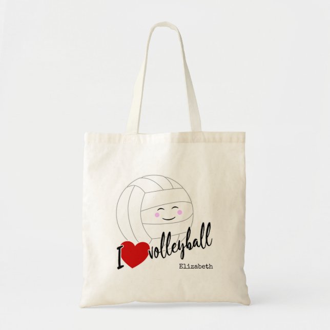 Tote Bag Je coeur volley-ball heureux kawaii filles volley- (Devant)
