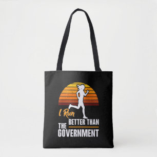 Tote Bag Je cours mieux que le gouvernement, coureur drôle