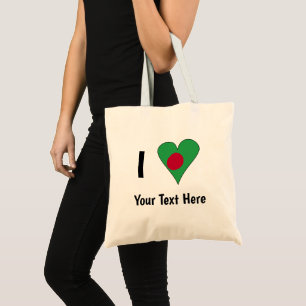 Tote Bag Je (Drapeau Bangladesh Cœur Amour) Votre Texte