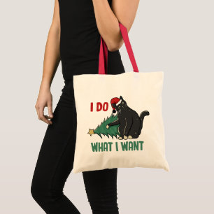 Tote Bag Je fais ce que je veux Noël Black Cat vacances