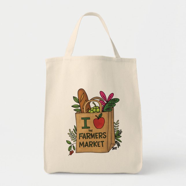 Tote Bag Je 🍎 Le Marché Des Agriculteurs (Devant)