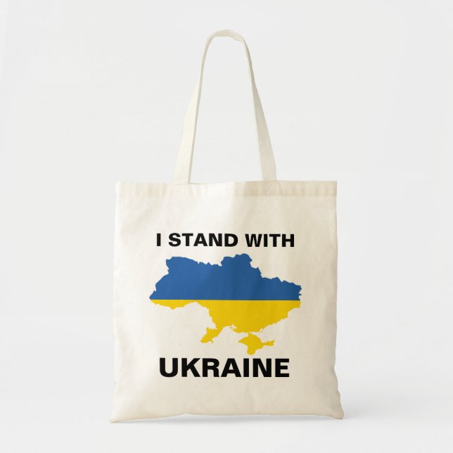 Tote Bag Je me tiens avec l'Ukraine drapeau ukrainien et ca (Devant)