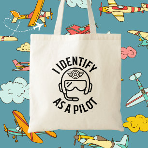 Tote Bag Je M'Identifie Comme Un Pilote, Humour, Citation, 