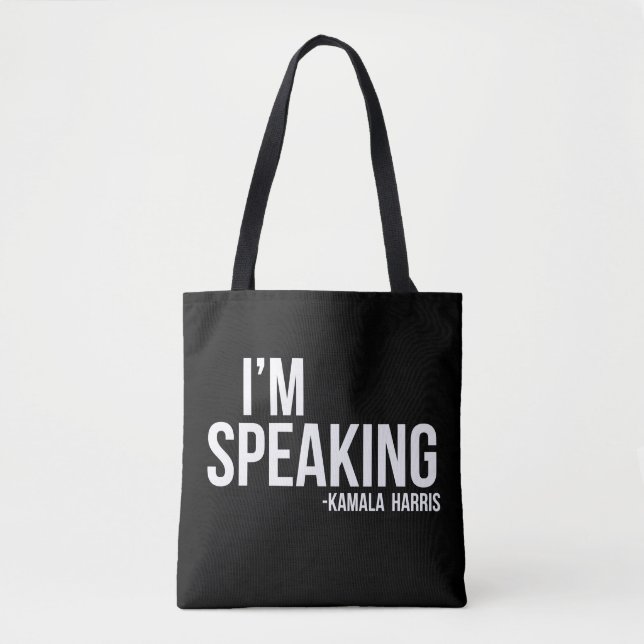 Tote Bag Je parle - Kamal Harris - Noir (Devant)