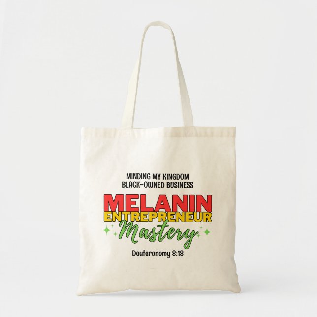 Tote Bag Je pense à ma MASTERY MELANIN d'entreprise noire (Devant)