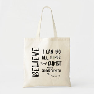 Tote Bag Je peux faire tout par le Christ Bible Verse