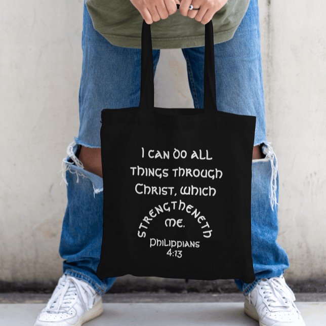 Tote Bag Je Peux Faire Tout Philippiens 4 Verse Bible (Add your favorite Bible Verse.)