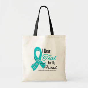 Tote Bag Je porte l'ami turquoise de Cancer ovarien de