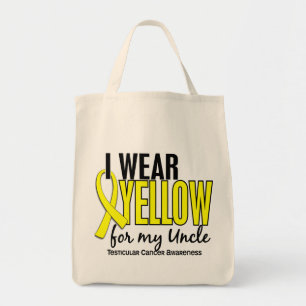 Tote Bag Je porte l'oncle jaune 10 cancer du testicule