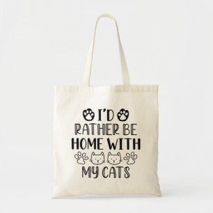 Tote Bag Je préfère être à la maison avec mes chats