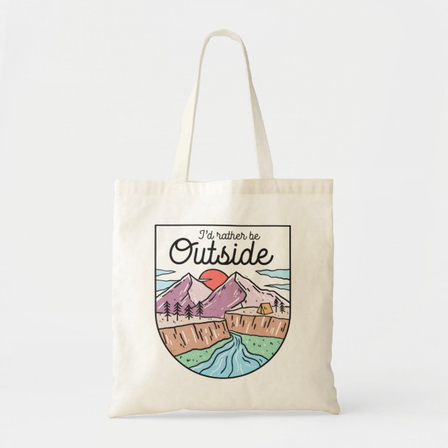 Tote Bag Je préférerais être dehors (Devant)