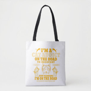 Tote Bag je suis accro au chat sur le chemin du rétablissem