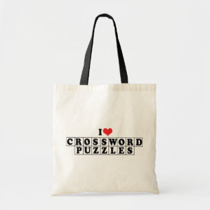 Tote Bag Je suis amoureux des mots croisés avec cœur - Amat
