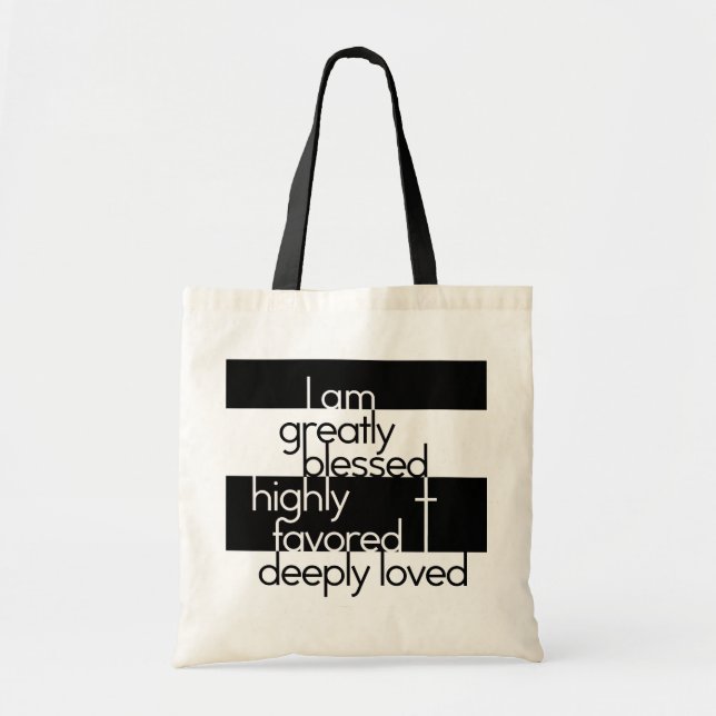 Tote Bag Je suis considérablement béni, fortement favorisé, (Devant)