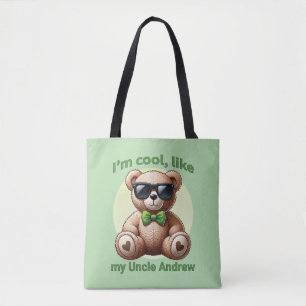 Tote Bag Je suis Cool Teddy Bear avec Green Bow personnalis