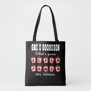 Tote Bag Je suis enseignant, quelle est votre superpuissanc