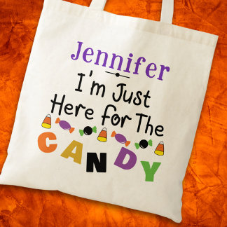 Tote Bag Je suis juste ici pour le nom d'Halloween Candy