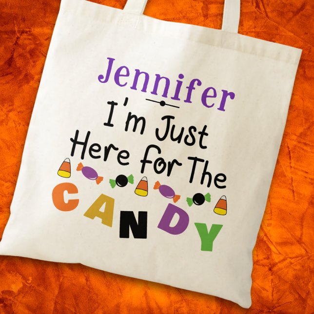 Tote Bag Je suis juste ici pour le nom d'Halloween Candy (Créateur téléchargé)