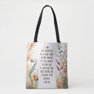 Tote Bag Je suis la fille d'une citation de la foi chrétien