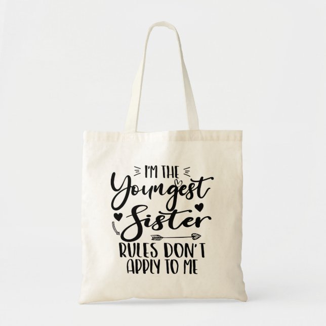 Tote Bag Je suis La Plus Jeune Soeur Anniversaire Stepsoeur (Devant)
