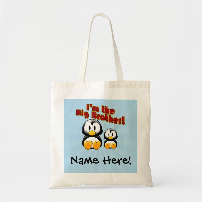 Tote Bag Je suis le frère, 2 pingouins (Devant)