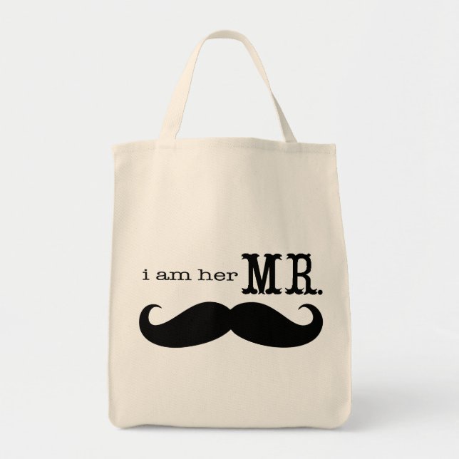 Tote Bag Je suis Son Mr Mustache Grooms Lune de miel (Devant)