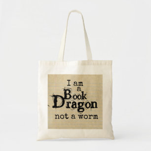 Tote Bag "Je suis un Dragon de Livre, pas un ver" sur le pa