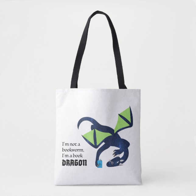 Tote Bag Je suis un dragon de livres (Devant)