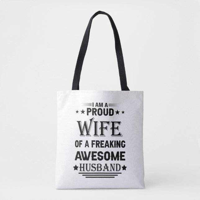 Tote Bag Je suis une fière épouse d'un incroyable mari. (Devant)