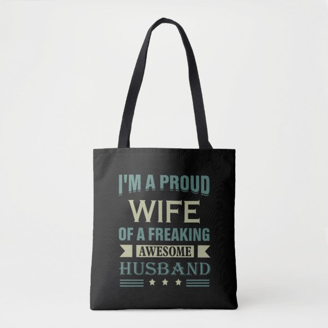 Tote Bag Je suis une fière épouse d'un incroyable mari. (Devant)