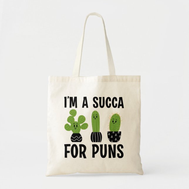 Tote Bag Je suis une suca pour les puns (Devant)