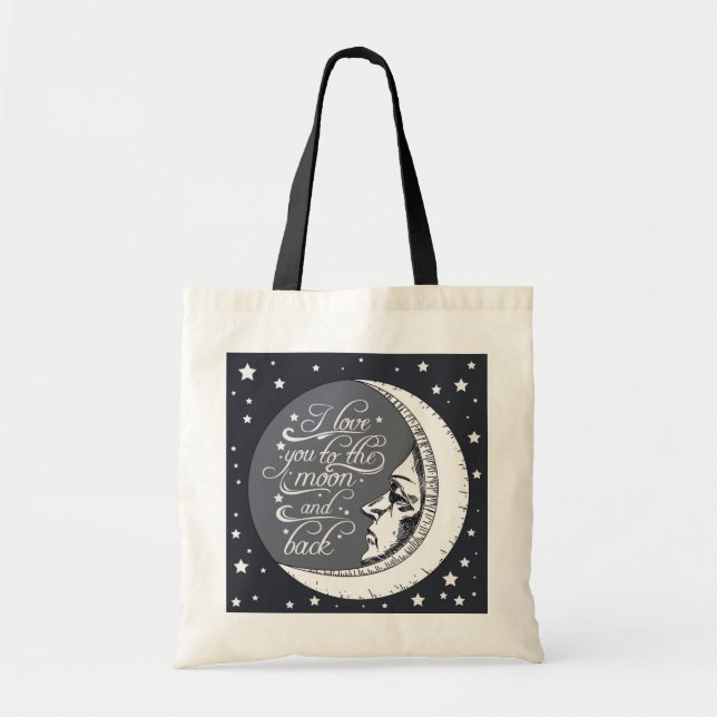 Tote Bag Je t'aime à la lune et au dos (Devant)