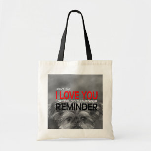 Tote Bag Je t'aime chiot Fourre-tout de griffon de