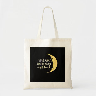 Tote Bag Je t'aime jusqu'à la lune et demi-lune romantique