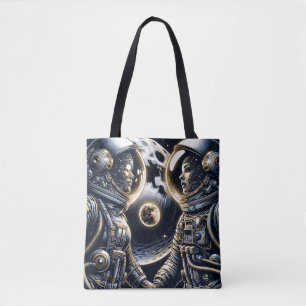 Tote Bag Je t'aime jusqu'à la Lune et retour Astronautes