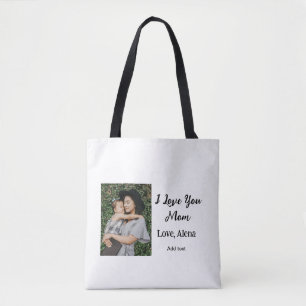 Tote Bag Je t'aime mère jour élégant ajouter photo texte