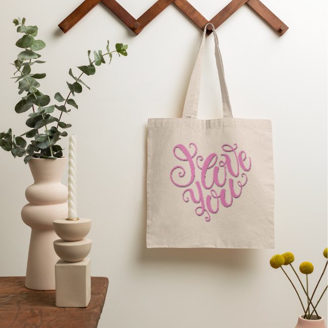 Tote Bag Je t'aime rose (Créateur téléchargé)