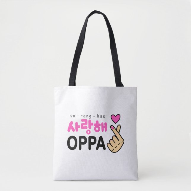Tote Bag Je t'aime signe de coeur d'Oppa (Devant)