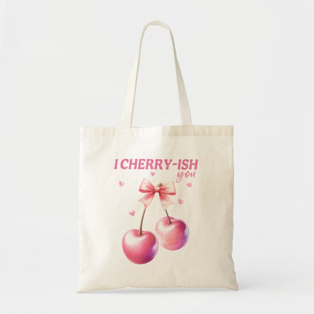 Tote Bag Je te chéris Drôle La Saint Valentin Pun de cerise (Devant)