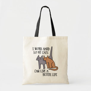 Tote Bag Je travaille dur pour que mes chats puissent vivre