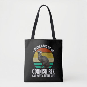 Tote Bag Je travaille dur pour que mon Cornish Rex ait une
