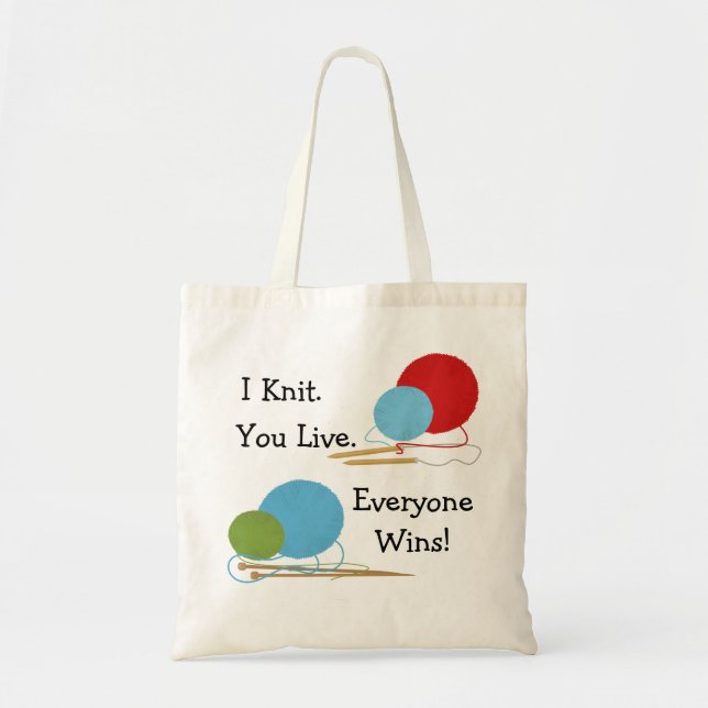 Tote Bag Je tricote, vous vis conception drôle de tricot (Devant)