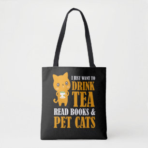 Tote Bag Je veux juste boire les livres et les chats