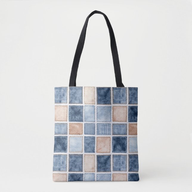 Tote Bag Jean bleu en denim de crème factice (Devant)