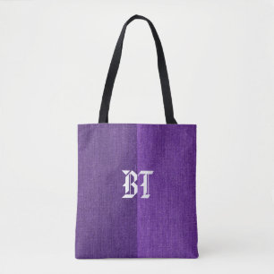 Tote Bag Jeans de denim violet tissu Monogramme personnalis