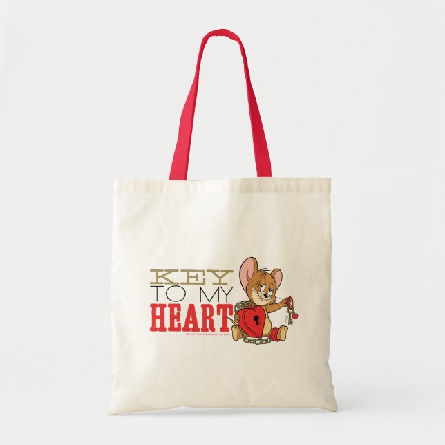 Tote Bag Jerry Mouse "Key To My Heart" Valentine (Devant)
